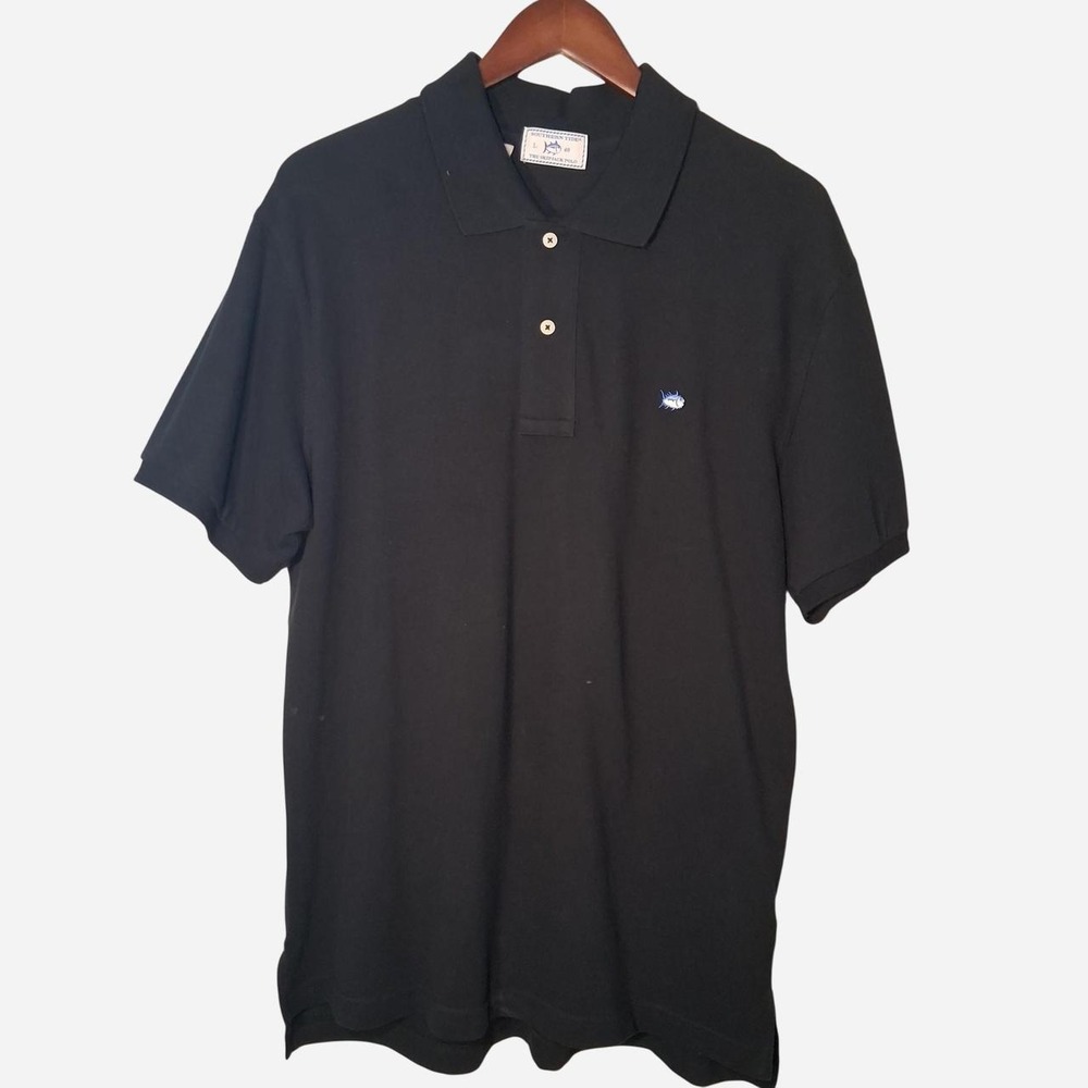 Mens Black Southern Tide polo shirt with USC Gamecocks logo on sleeve Size L